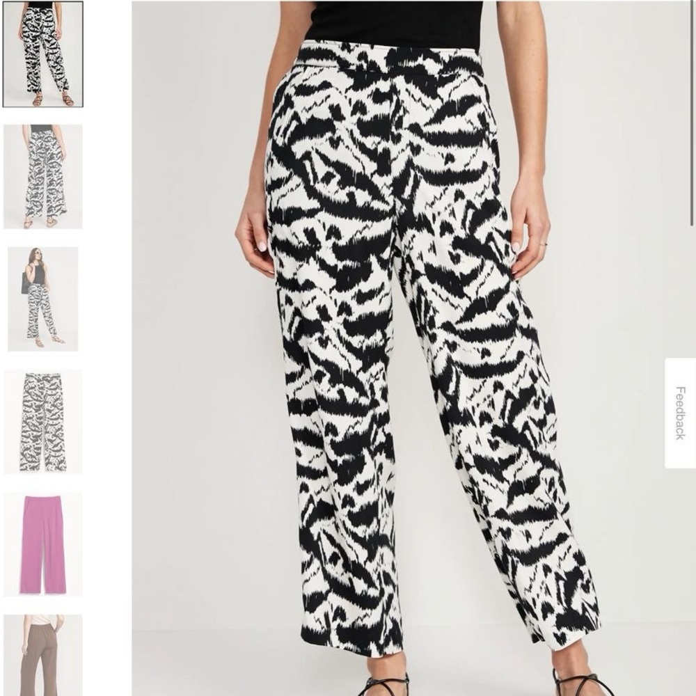 Old Navy Playa Pants XXL Black & White Pattern Wide Leg Rayon